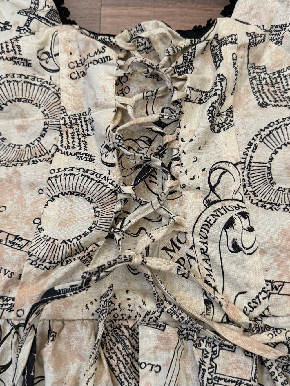 Harry Potter Marauder's Map Corset Back Square Neck Fit & Flare Dress Size M - Picture 13 of 16